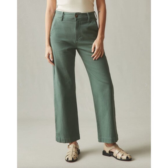 American Giant Pants - NEW American Giant Womens Size 8 Fern Wide‎ Leg Cotton Pants Ankle USA